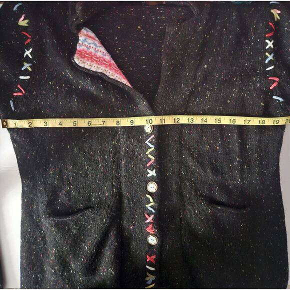 Christopher & Banks Black Confetti Button-Up Knit Sweater XL Stitch Ulgy Sweater - Picture 10 of 11